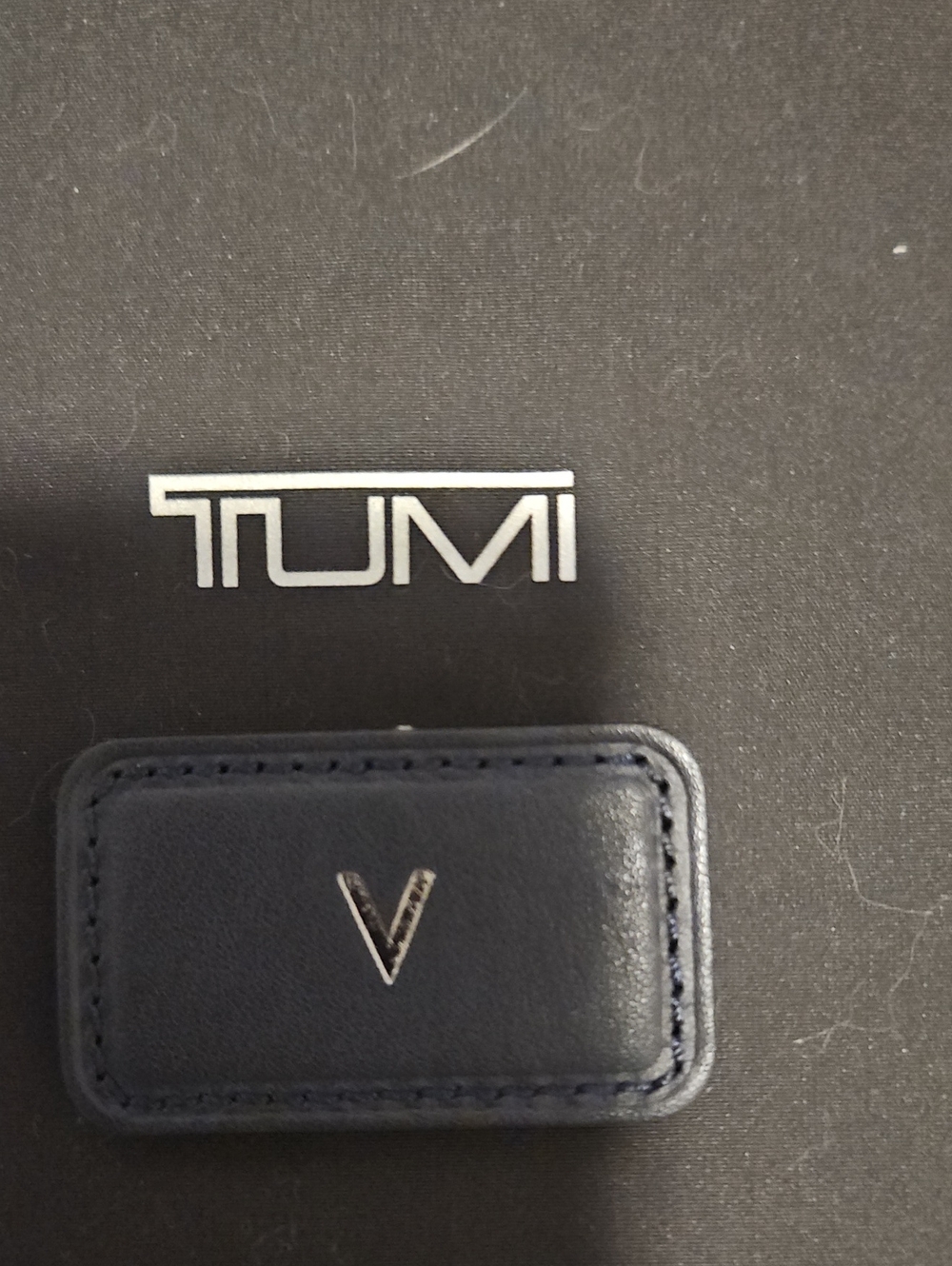 TUMI Navy Patch with Monogram V